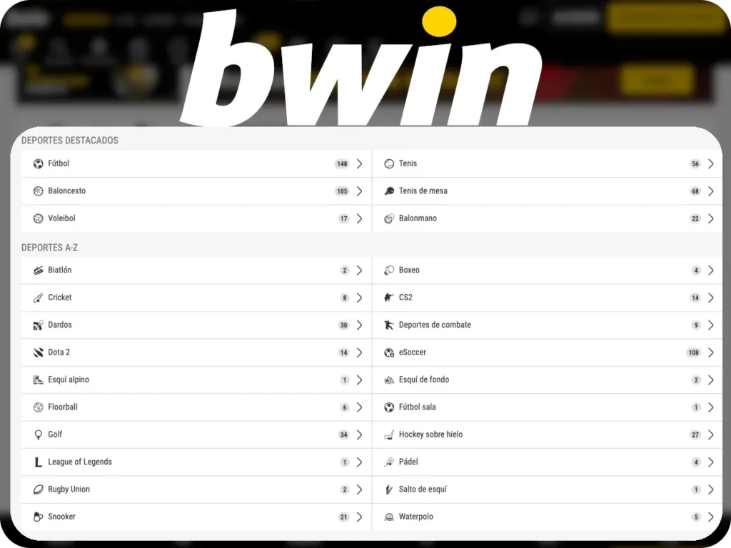 b win sport list
